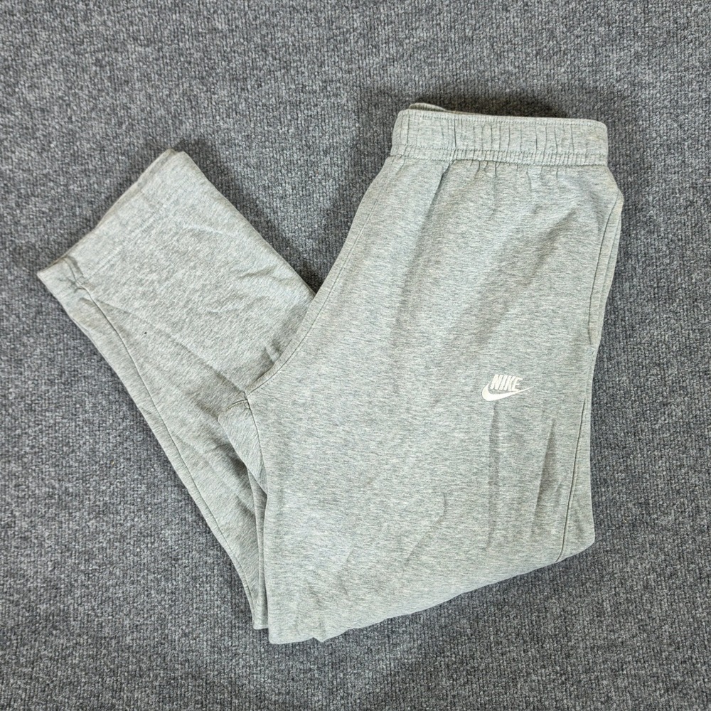 Nike Mens Fleece Lined Sweatpants Gray Heathered Open Hem Joggers Large